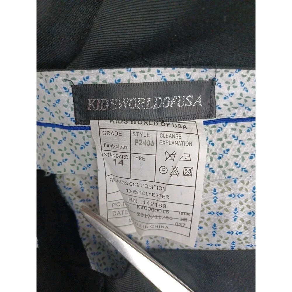 Kids World Of USA Dress Suit Pants Boys Size 14 Black Dressy